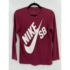 NIKE SB Graphic Logo Long Sleeve Waffle Knit Thermal Shirt Size Youth M